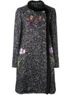 Dolce & Gabbana Mink Fur Trim Embellished Bouclé Coat, Women's, Size: 42, Black, Virgin Wool/mohair/polyamide/mink Fur