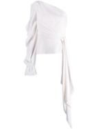 Roland Mouret Asymmetric Tie Waist Top - White