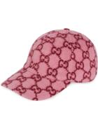 Gucci Cappellino Da Baseball In Lana Gg - Pink