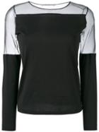 Stefano Mortari - Sheer Details Blouse - Women - Cotton/polyamide - 44, Black, Cotton/polyamide