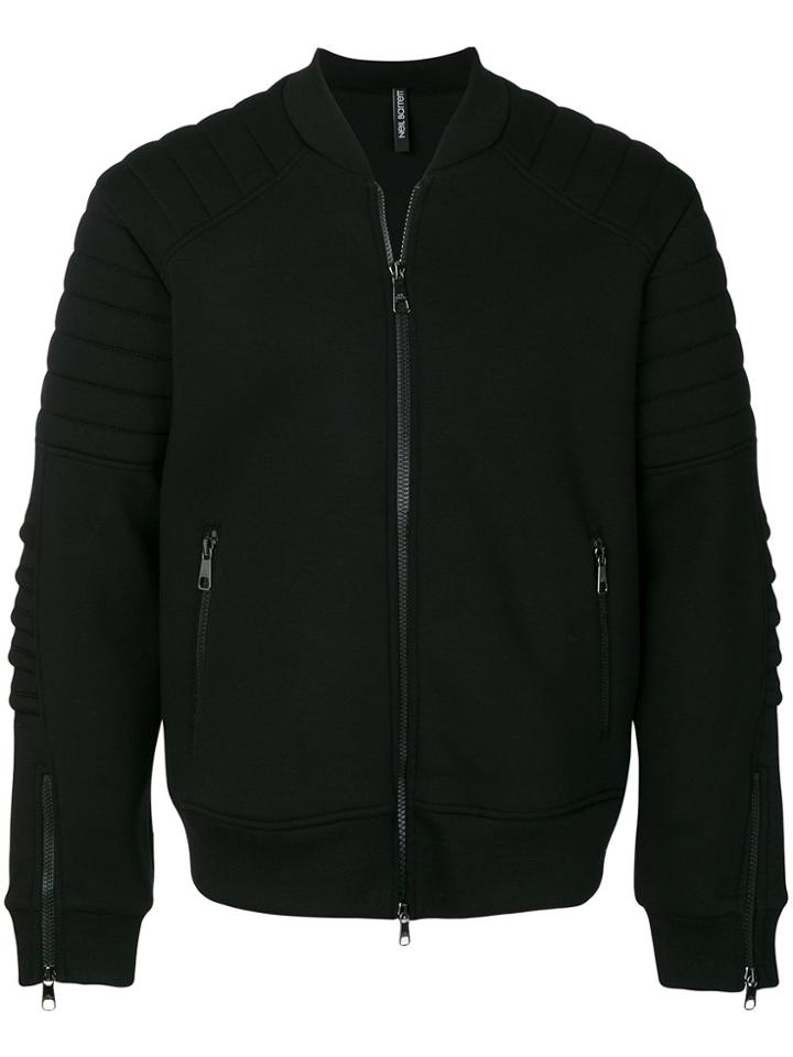 Neil Barrett Ribbed Sleeve Bomber Jacket - Black