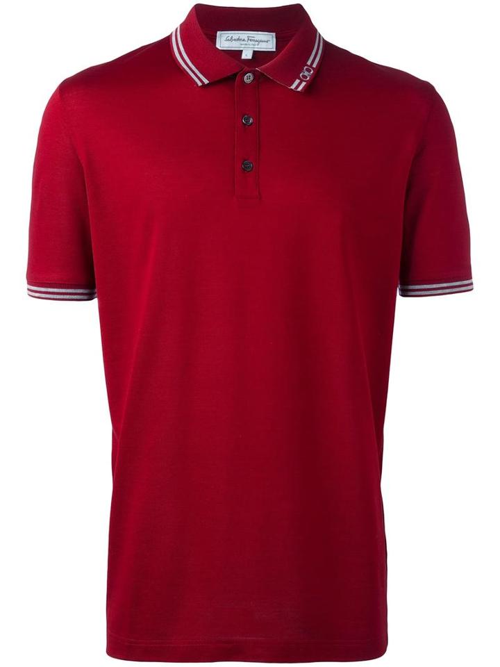 Salvatore Ferragamo Button Front Polo Shirt, Men's, Size: Medium, Red, Cotton