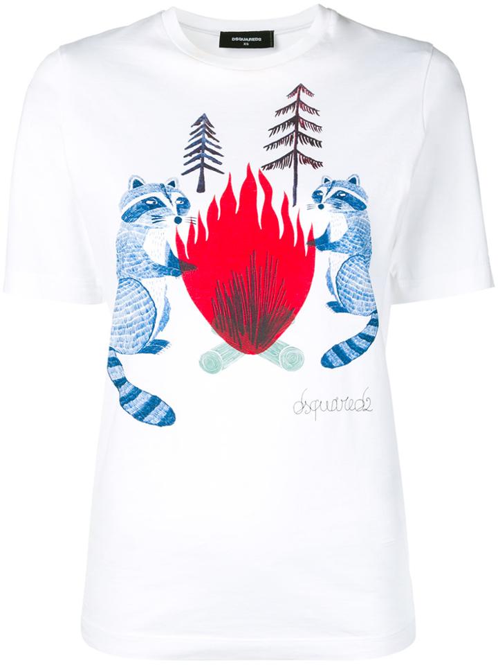 Dsquared2 Racoon Graphic T-shirt - White