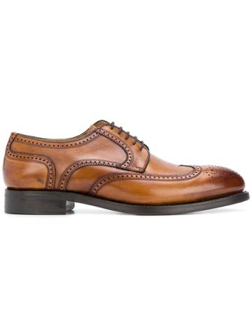 Berwick Shoes Embroidered Derby Shoes - Brown