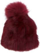 Yves Salomon Accessories - Bobble Hat - Women - Rabbit Fur/marmot Fur - One Size, Red, Rabbit Fur/marmot Fur