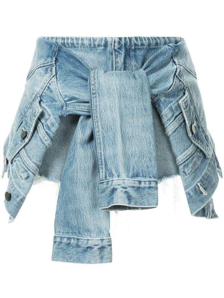 T By Alexander Wang Sleeve Tie Denim Skorts - Blue