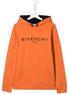 Givenchy Kids Teen Logo Print Hoodie - Orange