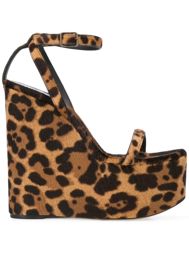 Saint Laurent Frida Wedge Sandals - Brown