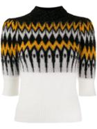 Laneus Contrast Panel Knit Sweater - Black