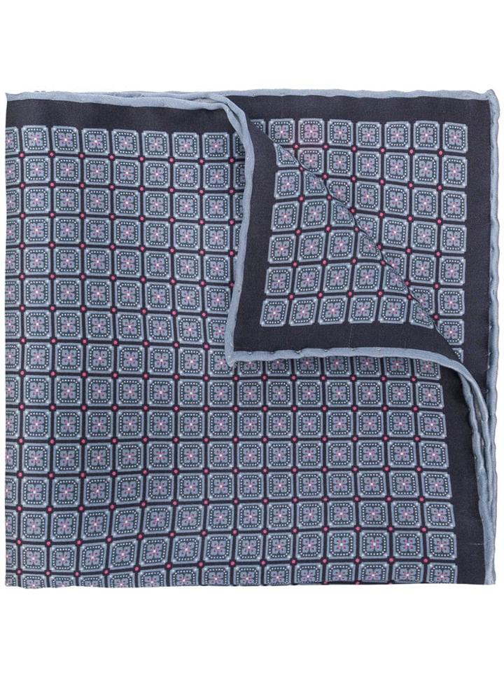 Canali Floral Print Pocket Square - Grey