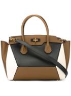 Bally Contrast Panel Tote Bag, Women's, Black, Calf Leather