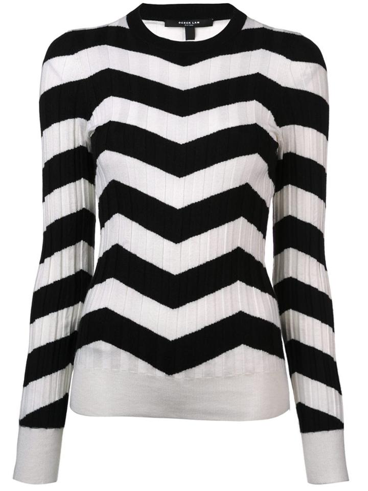 Derek Lam Ribbed Chevron Crewneck Sweater - Black