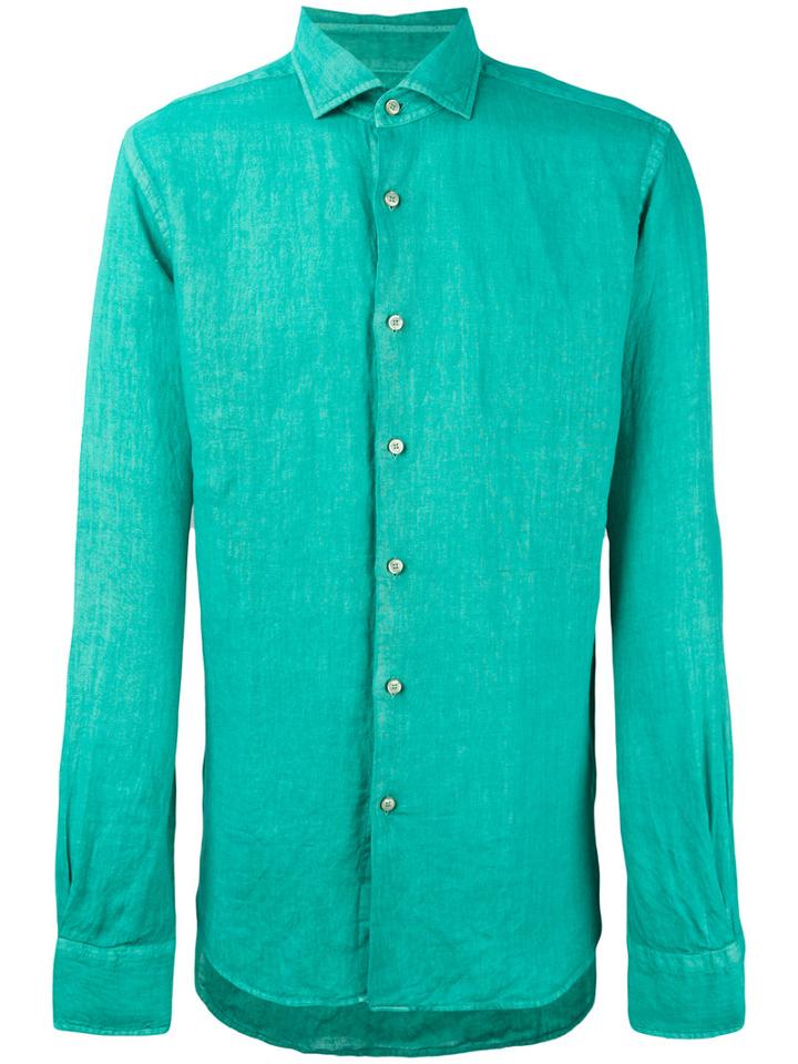 Xacus - Slim-fit Shirt - Men - Linen/flax - 45, Green, Linen/flax