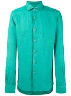 Xacus - Slim-fit Shirt - Men - Linen/flax - 45, Green, Linen/flax