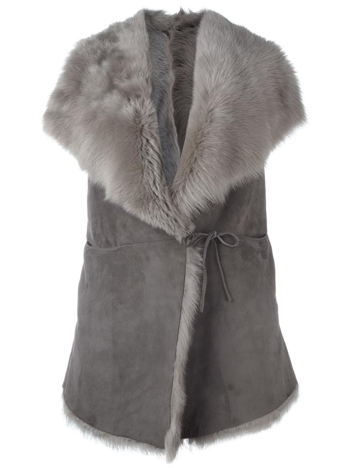 Eleventy Shearling Vest, Women's, Size: 42, Grey, Sheep Skin/shearling