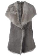 Eleventy Shearling Vest, Women's, Size: 42, Grey, Sheep Skin/shearling