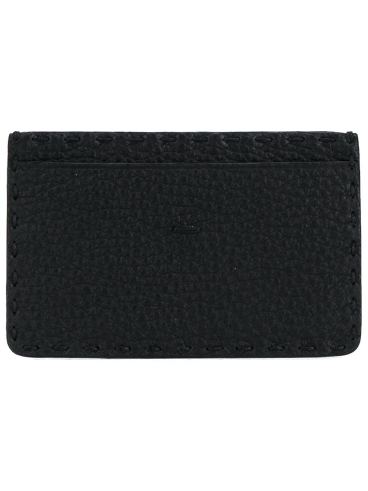 Fendi Classic Grained 'selleria' Leather Cardholder - Black