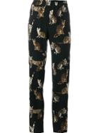 Dolce & Gabbana Bengal Cat Print Trousers, Women's, Size: 38, Black, Silk
