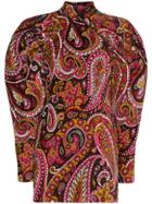 Rotate Paisley Pattern Velvet Mini Dress - Brown