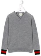 Gucci Kids Web Cuff Jumper, Boy's, Size: 6 Yrs, Grey