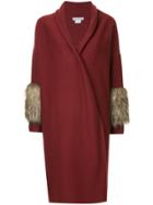 Cityshop Furry Trim Sleeves Coat - Red