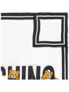Moschino Teddy Logo Print Scarf - White