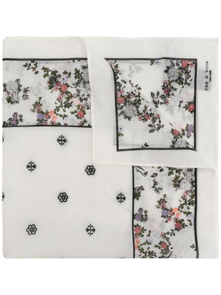 Rag & Bone Floral Print Scarf - White