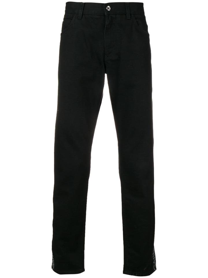 Dolce & Gabbana Logo Stripe Straight Leg Jeans - Black