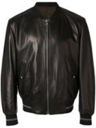 Salvatore Ferragamo - Bomber Jacket - Men - Cotton/lamb Skin/polyester/viscose - 52, Black, Cotton/lamb Skin/polyester/viscose
