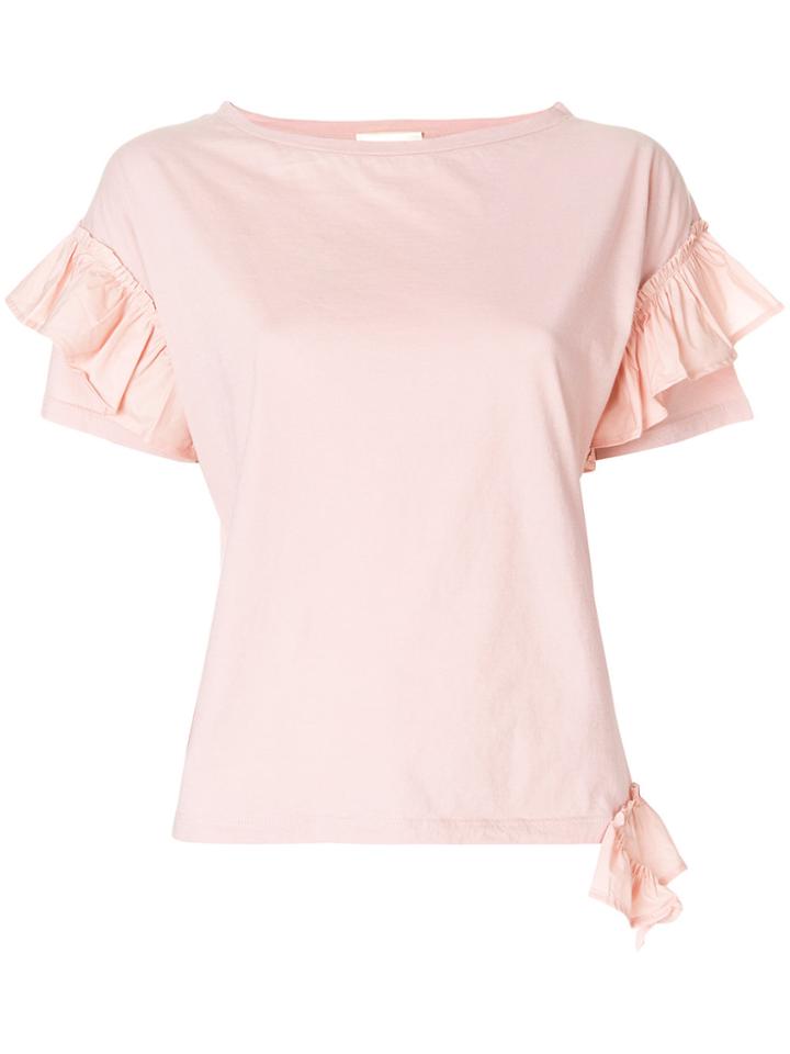 Semicouture Ruffled Sleeves T-shirt - Pink & Purple
