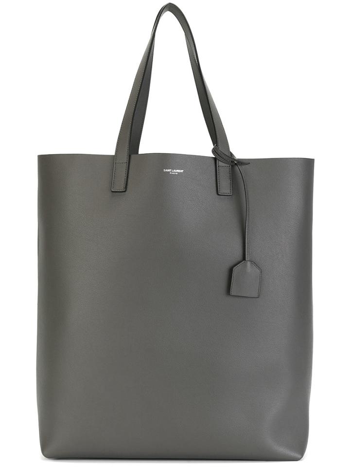 Saint Laurent Classic Shopper Tote, Men's, Grey, Calf Leather