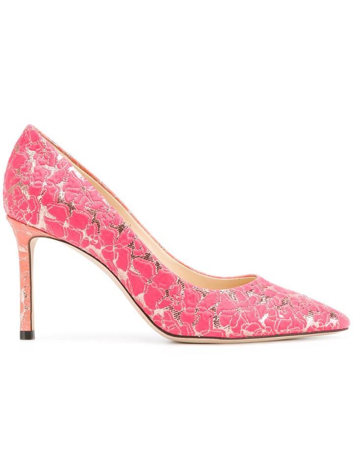 Jimmy Choo Romy 85 Floral Jacquard Pumps - Pink & Purple