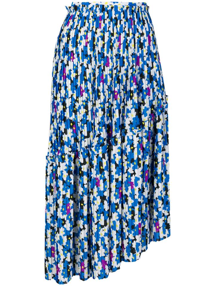 Kenzo Floral Leaf Pleated Skirt - Blue