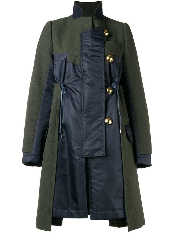 Sacai Contrast Panel Coat - Green