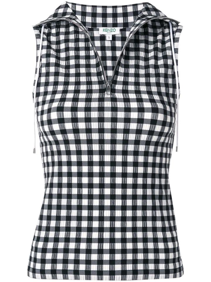 Kenzo Gingham Sleeveless Top - Black
