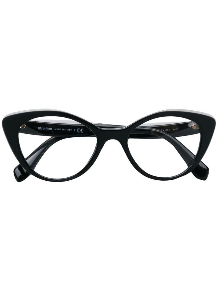 Miu Miu Eyewear Cat Eye Logo Glasses - Black
