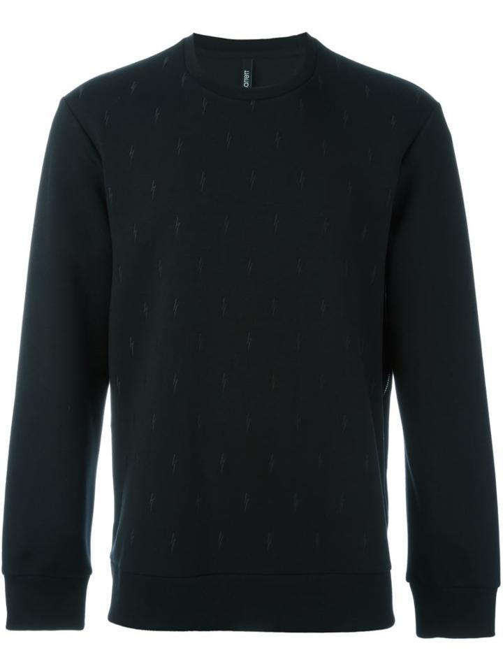 Neil Barrett Embroidered Lightning Bolt Sweatshirt, Men's, Size: Xs, Black, Viscose/spandex/elastane/lyocell/cotton