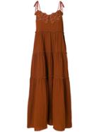 See By Chloé Embroidered Flower Maxi Dress - Brown