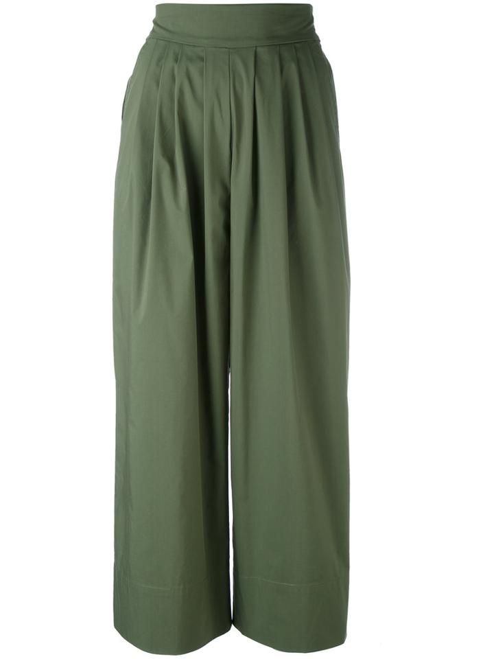 Sonia By Sonia Rykiel - Flared Cropped Pants - Women - Cotton/polyester - 36, Green, Cotton/polyester