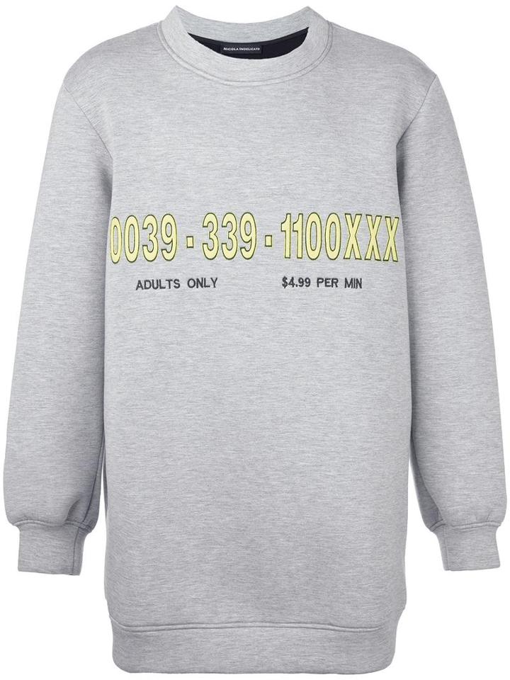 Nicola Indelicato 'number' Print Sweatshirt, Men's, Size: Large, Grey, Viscose
