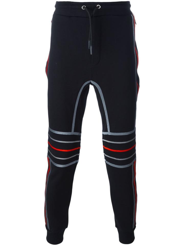 Les Hommes Urban Embossed Knee Track Pants - Black