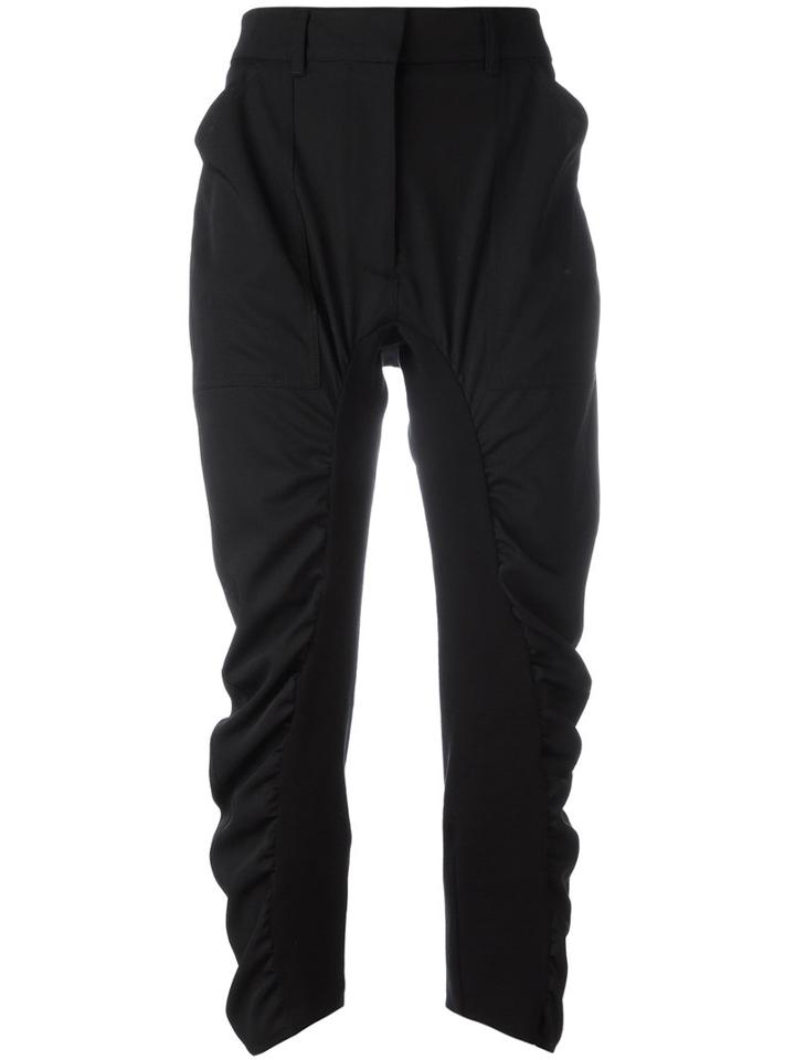 Stella Mccartney - Ruched Cropped Trousers - Women - Cotton/wool - 42, Black, Cotton/wool