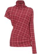 Calvin Klein 205w39nyc Red Checked Single Sleeve Top