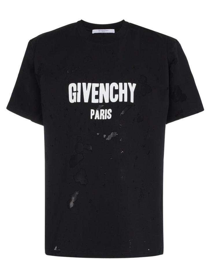 Givenchy Oversized Destroyed Logo T Shirt - Black