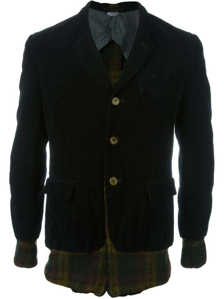 Comme Des Garçons Vintage Tartan Panelled Velvet Blazer