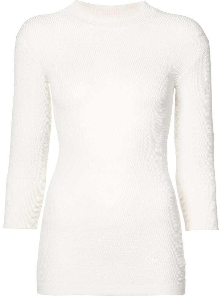 Loewe - Fine Knit Textured Top - Women - Wool - S, White, Wool
