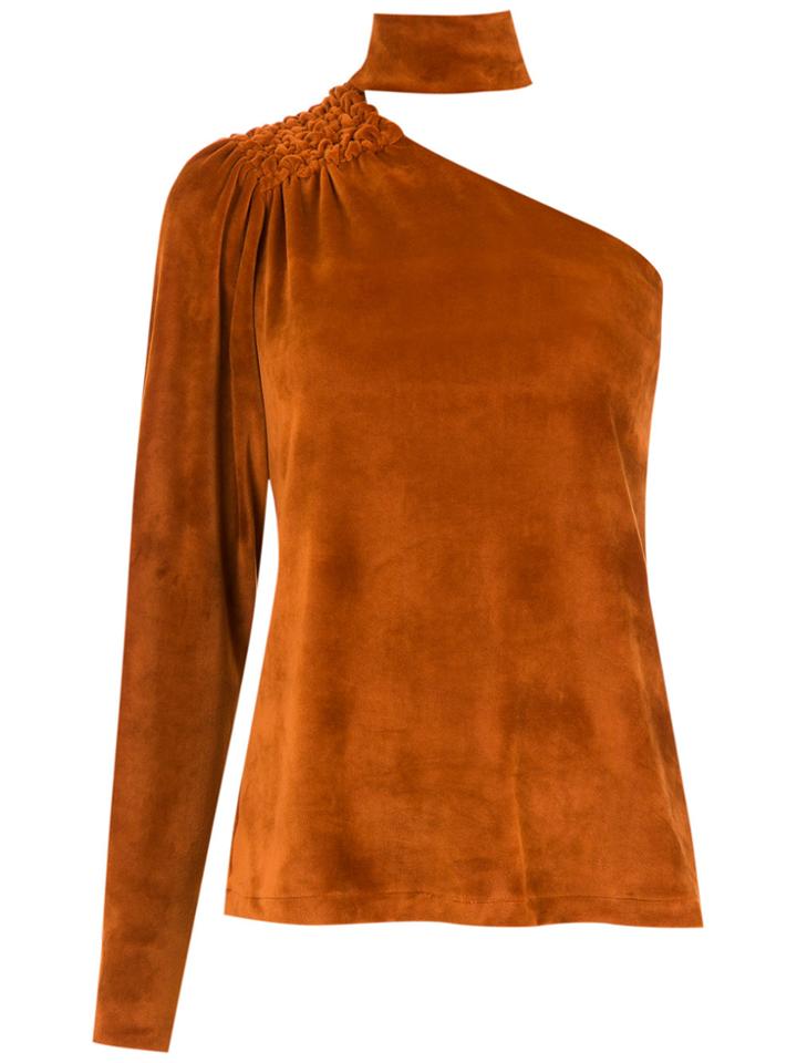 Lilly Sarti One Shoulder High Neck Blouse - Yellow & Orange