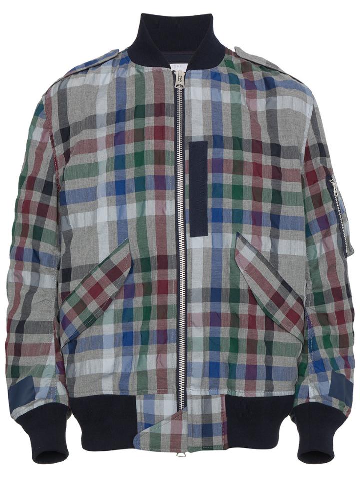 Sacai Checked Bomber Jacket - Grey