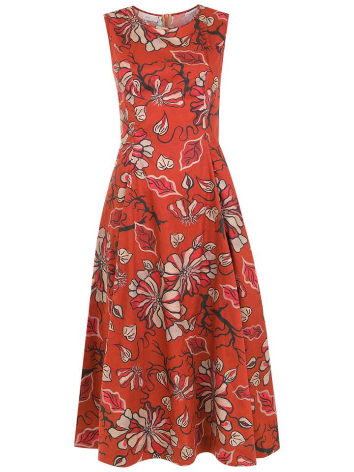 Sissa Floral Agreste Midi Dress - Red