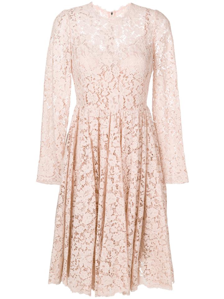 Dolce & Gabbana Lace Skater Dress - Pink & Purple